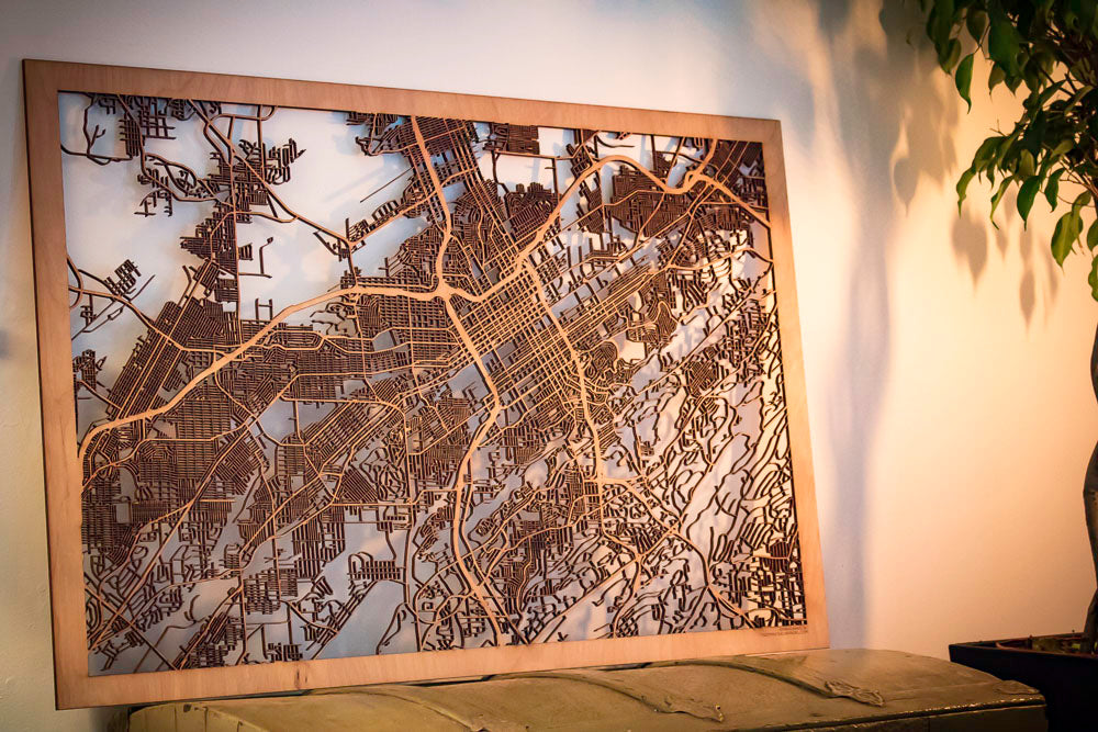 Birmingham, AL City Street Map | Modern Wood Wall Art in a Minimalist design. 3 sizes