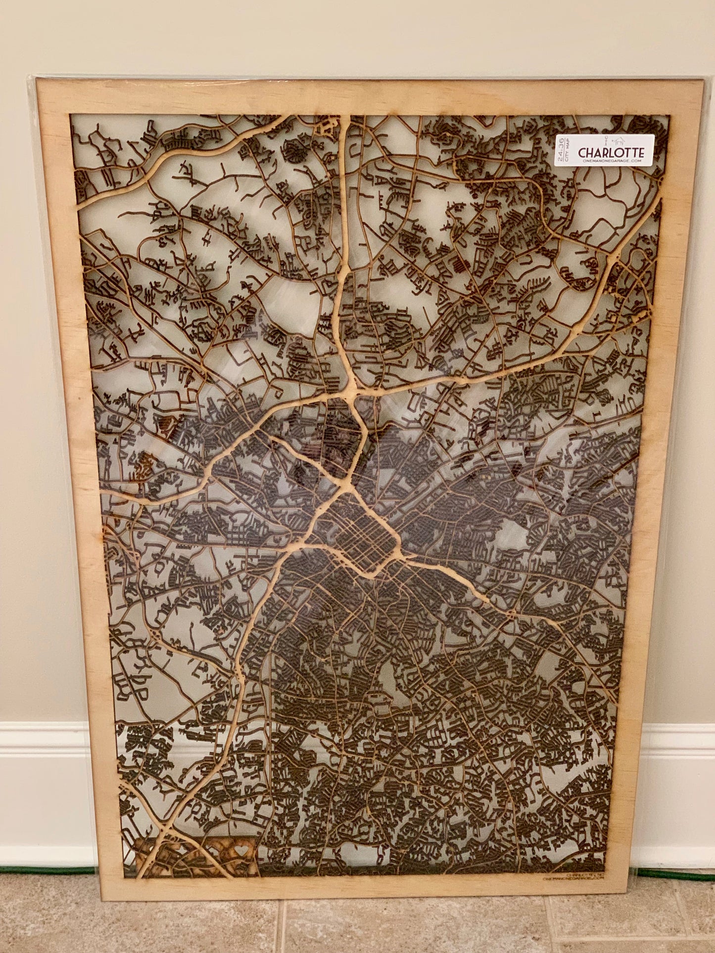 Charlotte, NC City Street Map | Modern Wood Wall Art in a Minimalist design. 3 sizes