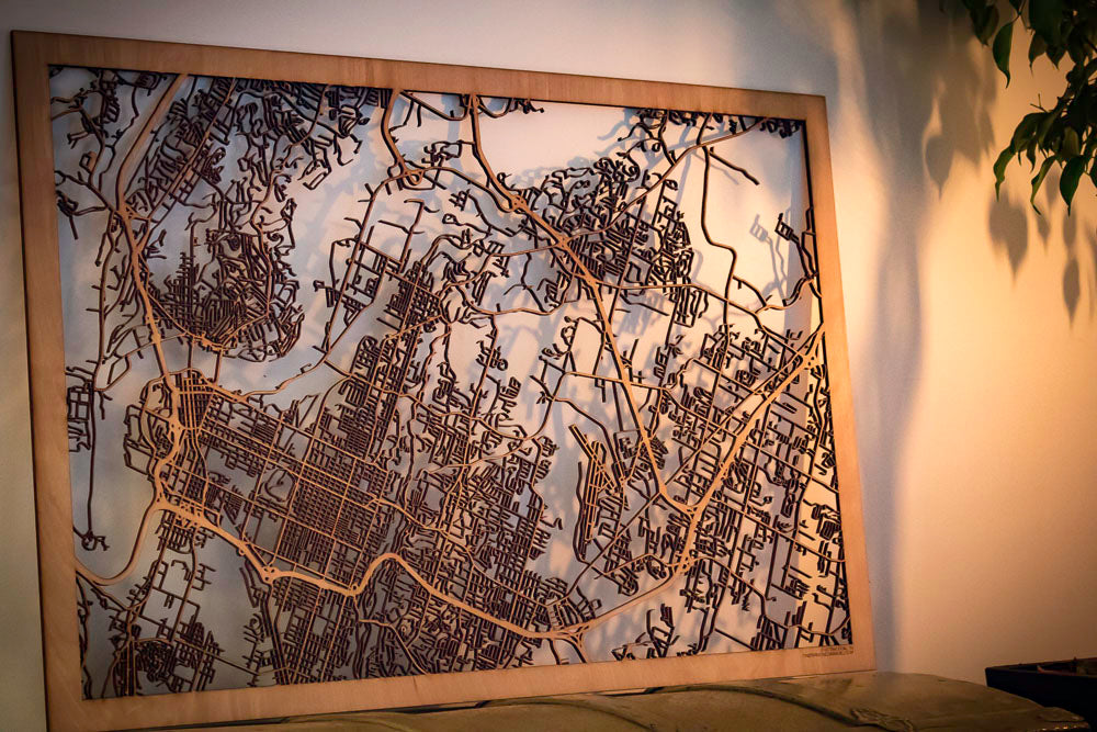 Chattanooga, TN City Street Map | Modern Wood Wall Art in a Minimalist design. 3 sizes