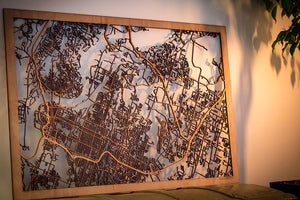 City Maps, Large 24x36" Perfect Housewarming Gift! Wooden Street Cutouts