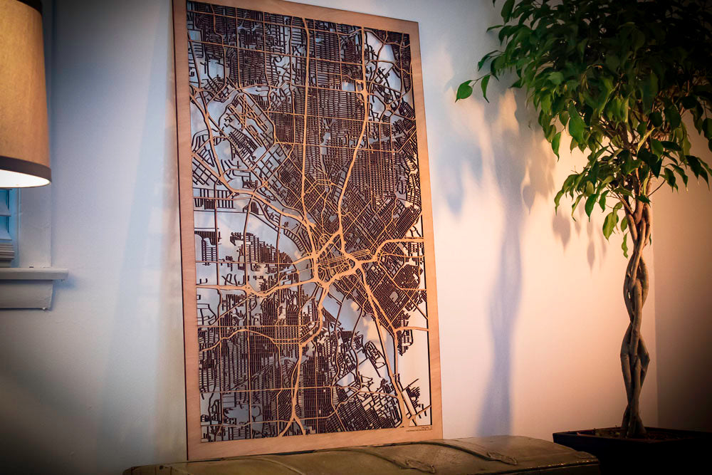 Dallas, TX City Street Map | Modern Wood Wall Art in a Minimalist design. 3 sizes