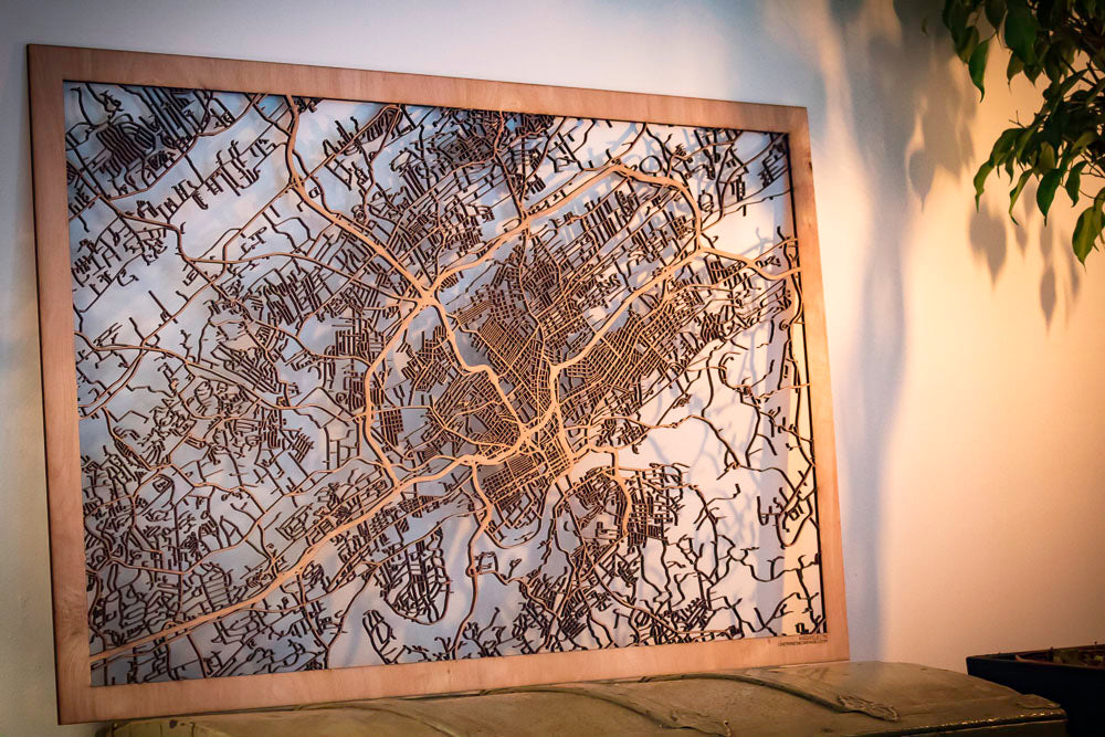 Knoxville, TN City Street Map | Modern Wood Wall Art in a Minimalist design. 3 sizes