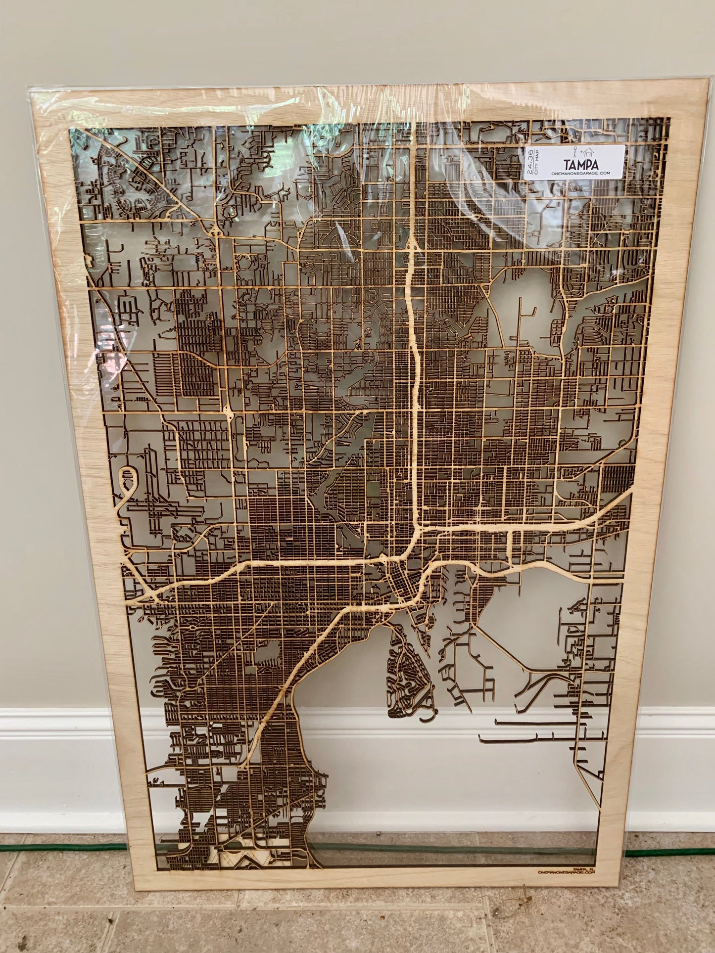 Tampa, FL City Street Map | Modern Wood Wall Art in a Minimalist design. 3 sizes