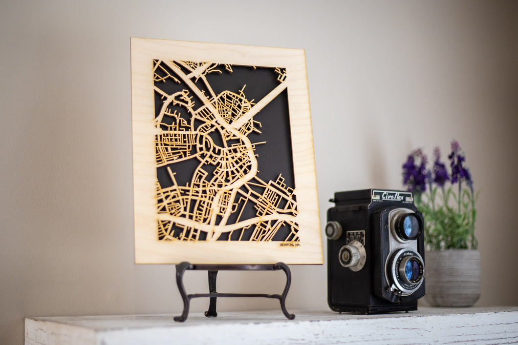 Boston, MA City Street Map | Modern Wood Wall Art in a Minimalist design. 3 sizes