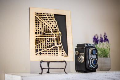 Chicago, IL City Street Map | Modern Wood Wall Art in a Minimalist design. 3 sizes