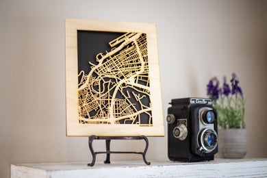 Cleveland, OH City Street Map | Modern Wood Wall Art in a Minimalist design. 3 sizes