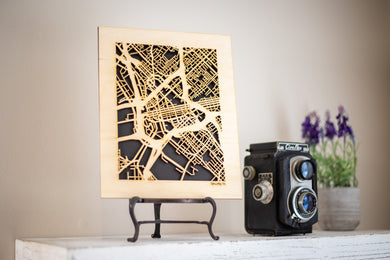 Dallas, TX City Street Map | Modern Wood Wall Art in a Minimalist design. 3 sizes