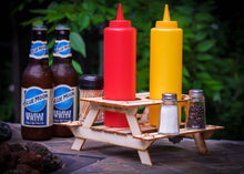 Load image into Gallery viewer, Beer Holder or Condiment Rack, A Mini Picnic Table 3D Kit. Useful Centerpiece and Coaster!