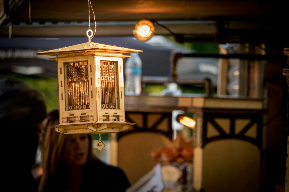 Bird Feeder, Craftsman Prairie Style Wooden 3D puzzle kit and lantern. DIY design you build!