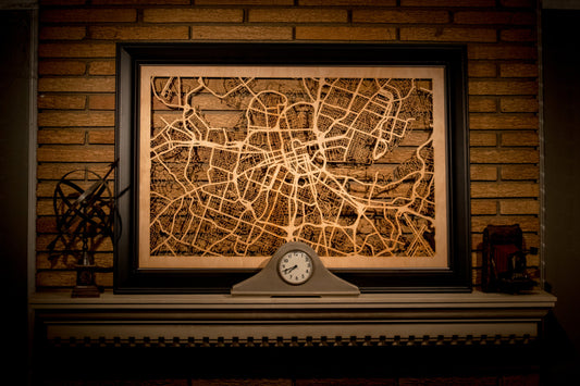 City Maps, Large 24x36" Perfect Housewarming Gift! Wooden Street Cutouts