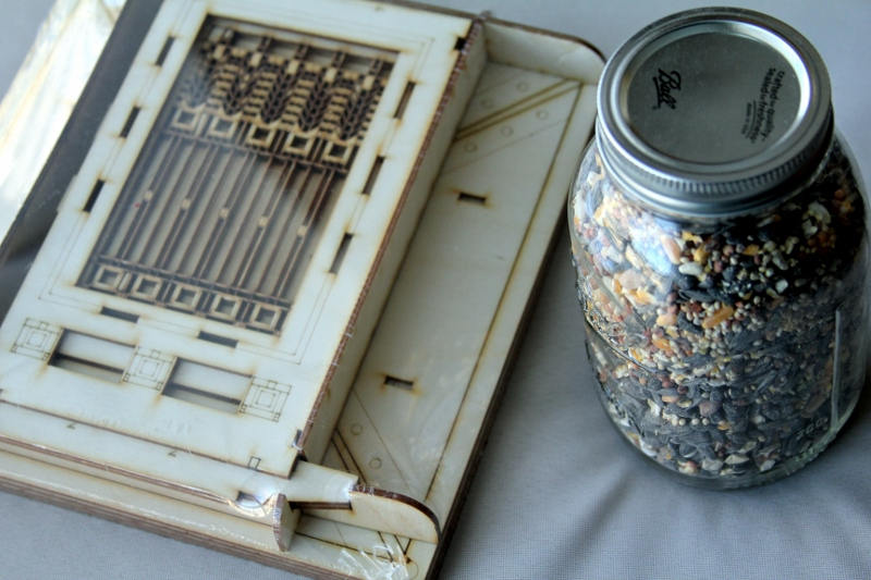 Bird Feeder, Craftsman Prairie Style Wooden 3D puzzle kit and lantern. DIY design you build!