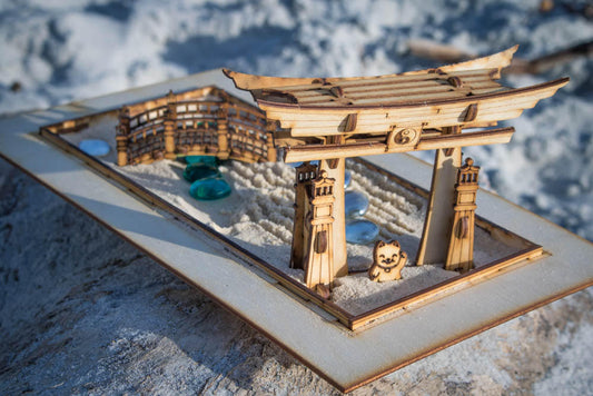 Zen Garden - Japanese Meditation Kit. Playset of 6 pieces, plus the sandbox option.