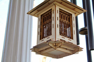 Bird Feeder, Craftsman Prairie Style Wooden 3D puzzle kit and lantern. DIY design you build!