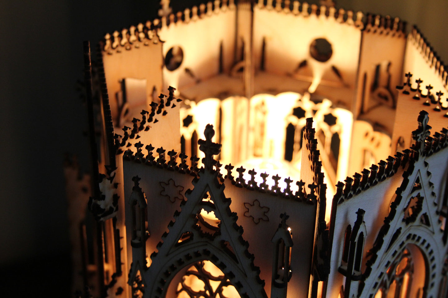 The Cathedral, Gothic Style Lamp, 3D Architecture Wood Sculpture Lamp