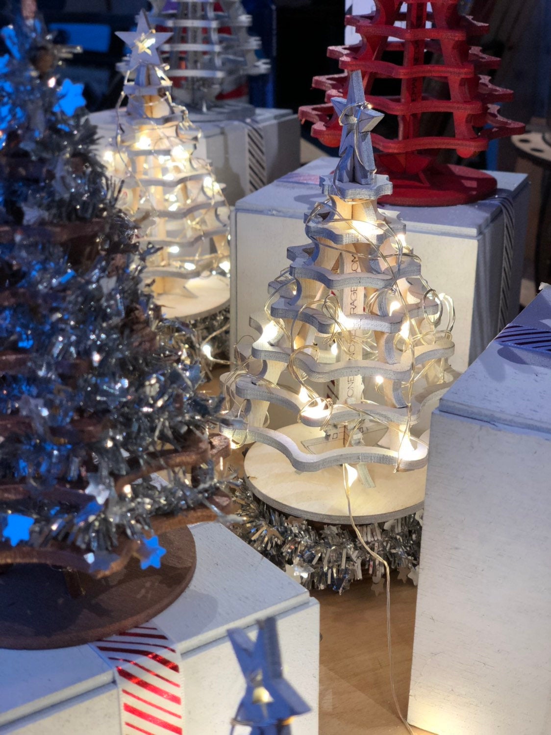 Christmas Tree Kit. Miniature Wooden desktop tree. 3D puzzle for the home or office.