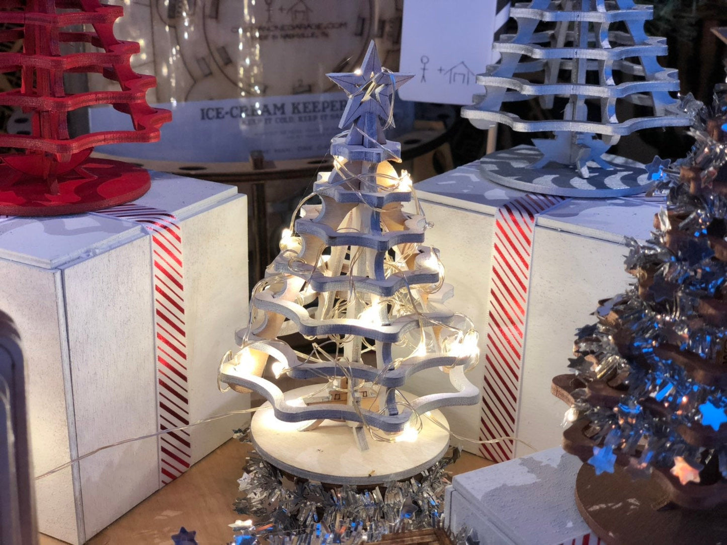 Christmas Tree Kit. Miniature Wooden desktop tree. 3D puzzle for the home or office.