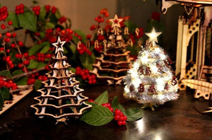 Christmas Tree Kit. Miniature Wooden desktop tree. 3D puzzle for the home or office.