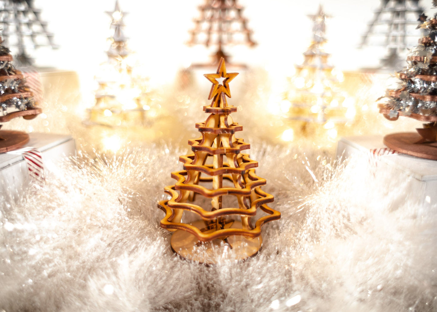 Christmas Tree Kit. Miniature Wooden desktop tree. 3D puzzle for the home or office.