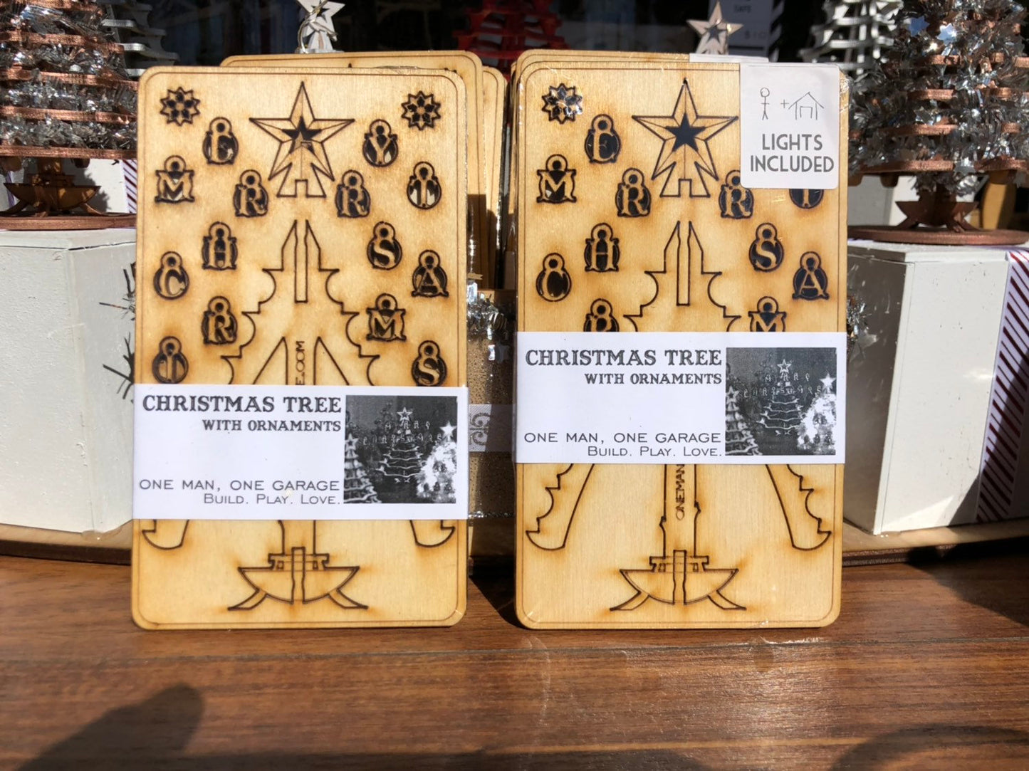 Christmas Tree Kit. Miniature Wooden desktop tree. 3D puzzle for the home or office.