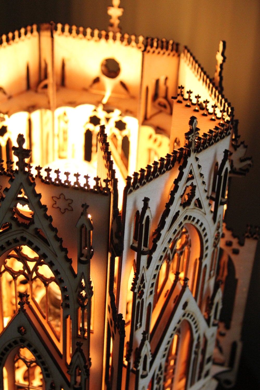 The Cathedral, Gothic Style Lamp, 3D Architecture Wood Sculpture Lamp