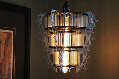 Art Deco Style 3D puzzle - Hanging Lamp Kit. Test tubes and lasercut wooden pieces build this model