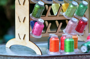Embroidery Thread Organizer, holds 50 spools vertically taking up little space on your table