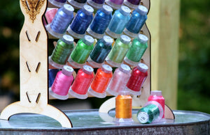 Embroidery Thread Organizer, holds 50 spools vertically taking up little space on your table
