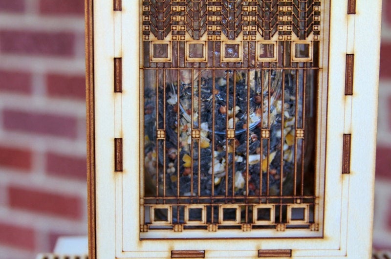 Bird Feeder, Craftsman Prairie Style Wooden 3D puzzle kit and lantern. DIY design you build!