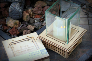 Tabletop Glass Fireplace, Gifts for him! 2 sizes: Warm up your patio & heart with this lantern, add some light, and even roast S'mores, too!