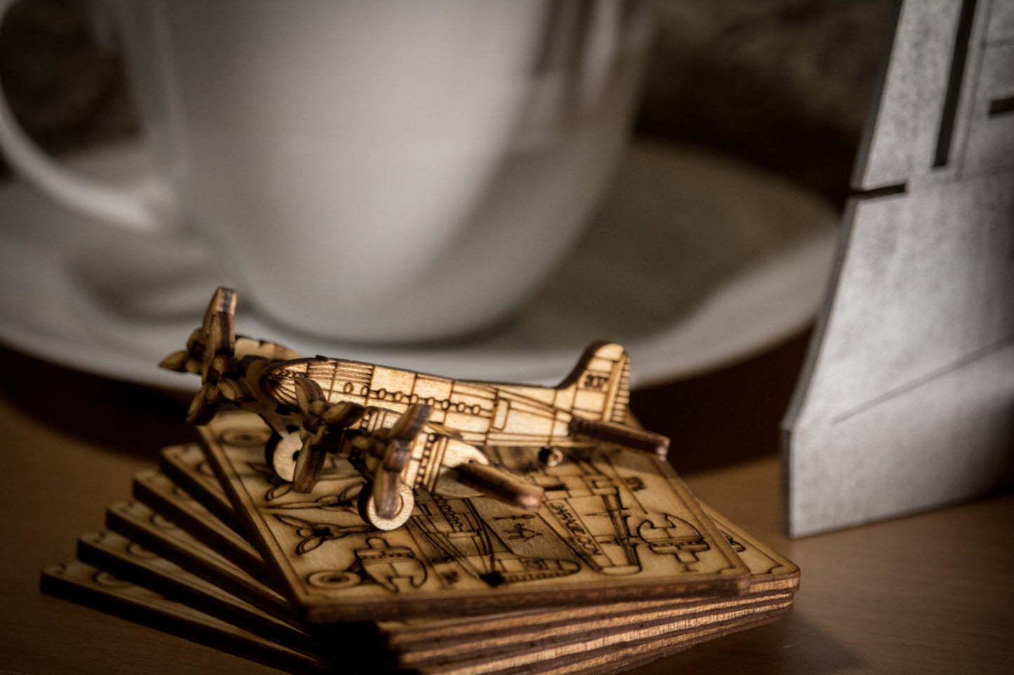Stratoliner Miniature Airplane 3D Puzzle. Punch card pieces pop out and snap together.