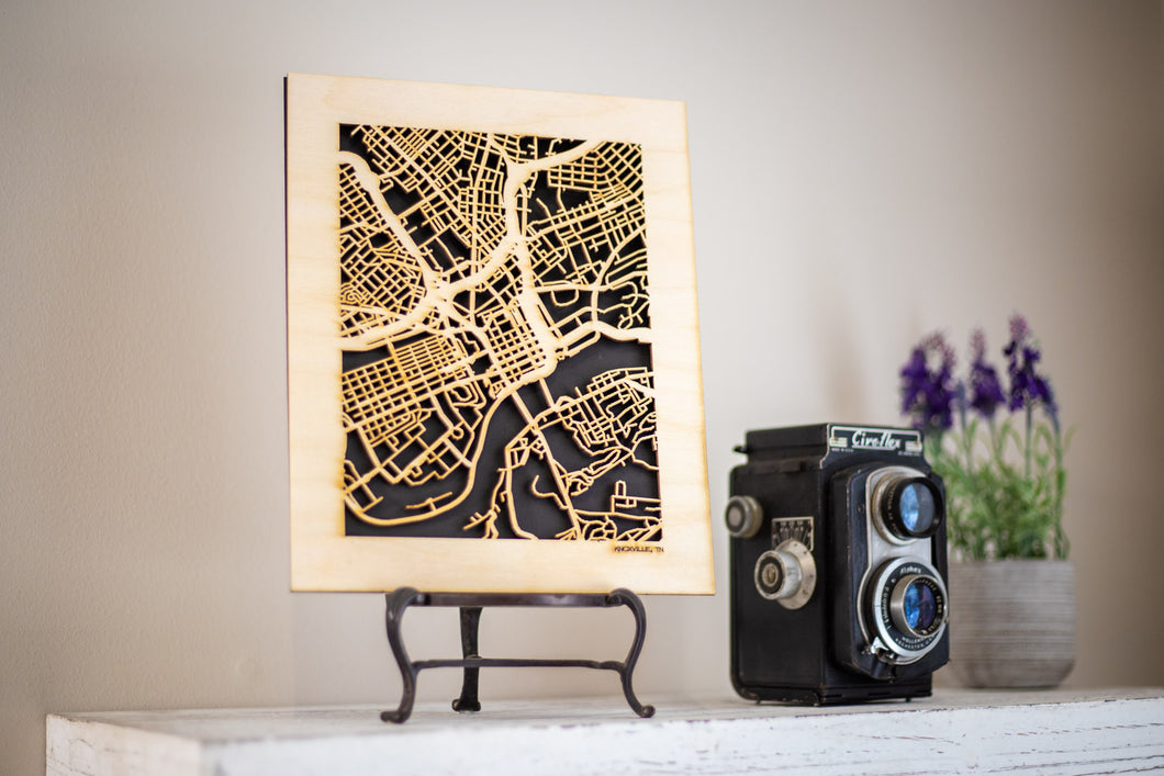 Knoxville, TN City Street Map | Modern Wood Wall Art in a Minimalist design. 3 sizes
