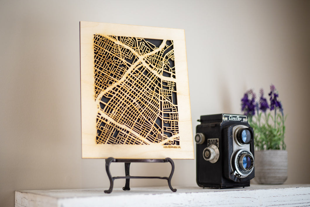 Los Angeles, CA City Street Map | Modern Wood Wall Art in a Minimalist design. 3 sizes