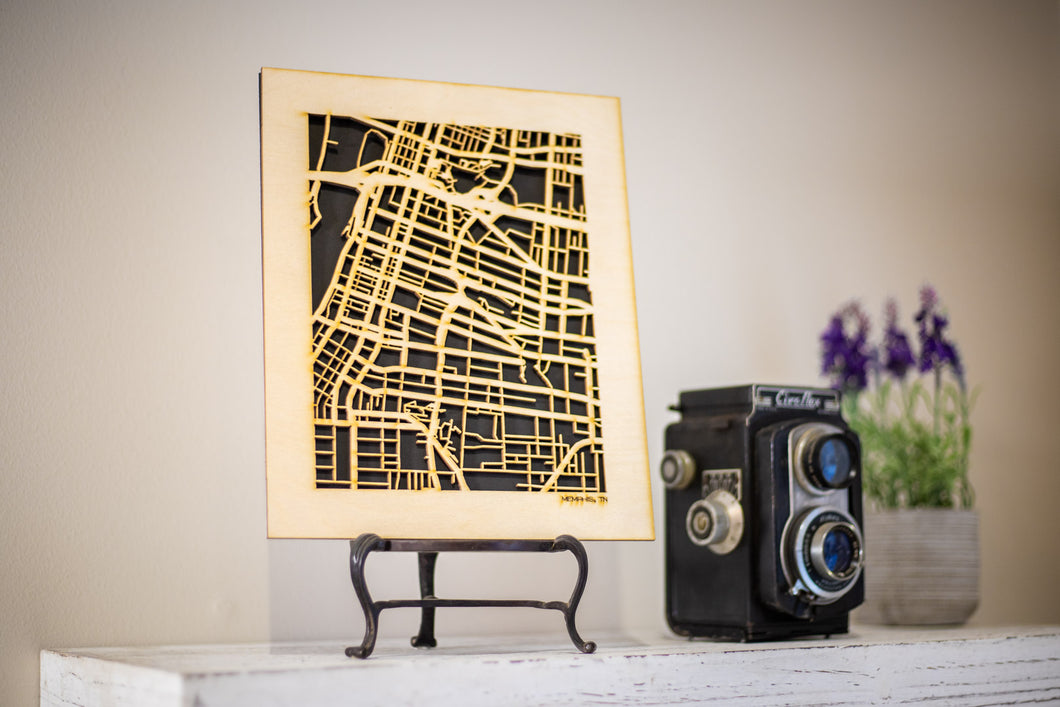 Memphis, TN City Street Map | Modern Wood Wall Art in a Minimalist design. 3 sizes