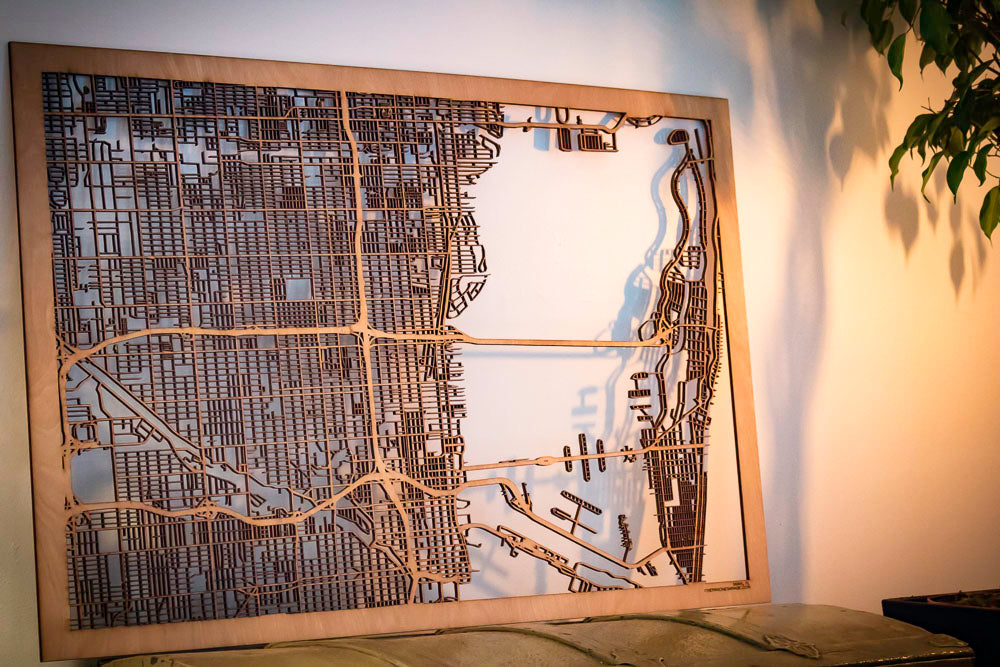 Miami, FL City Street Map | Modern Wood Wall Art in a Minimalist design. 3 sizes