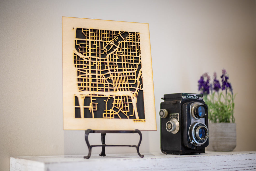 Milwaukee, WI City Street Map | Modern Wood Wall Art in a Minimalist design. 3 sizes