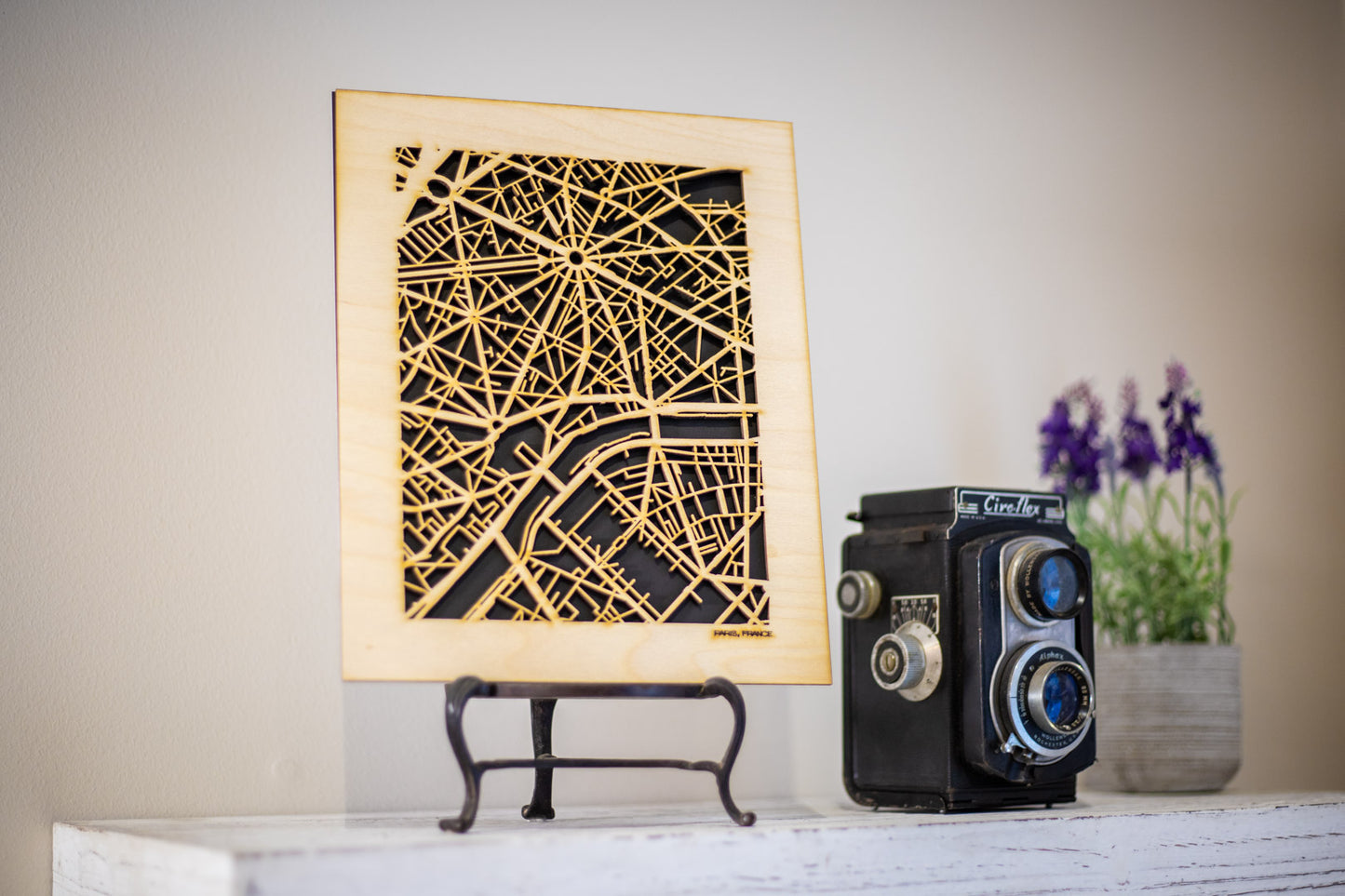 Paris, France City Street Map | Modern Wood Wall Art in a Minimalist design. 3 sizes