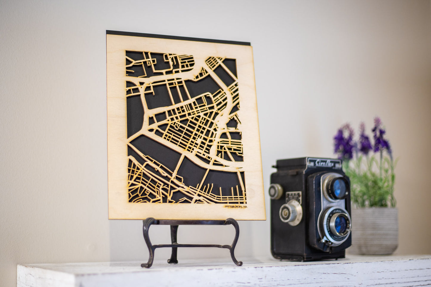 Pittsburgh, PA City Street Map | Modern Wood Wall Art in a Minimalist design. 3 sizes