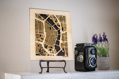 Portland, OR City Street Map | Modern Wood Wall Art in a Minimalist design. 3 sizes