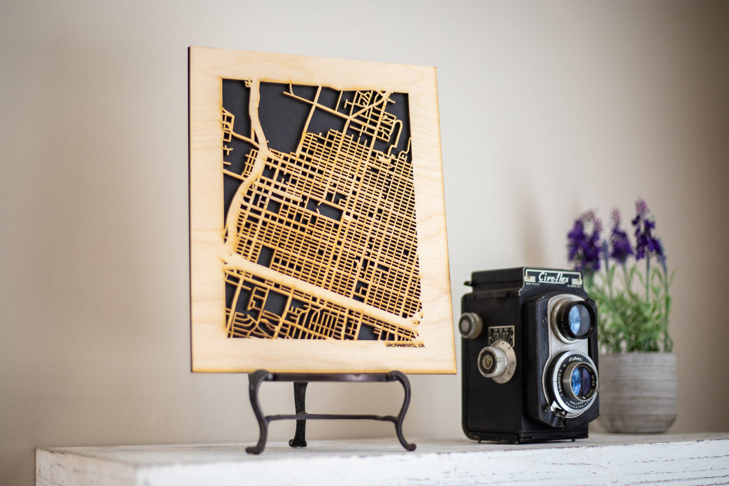 Sacramento, CA City Street Map | Modern Wood Wall Art in a Minimalist design. 3 sizes