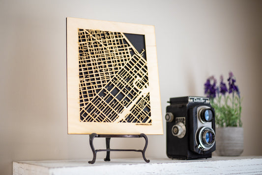 8x10" City Maps, Wooden Street Cutouts, 100 US cities