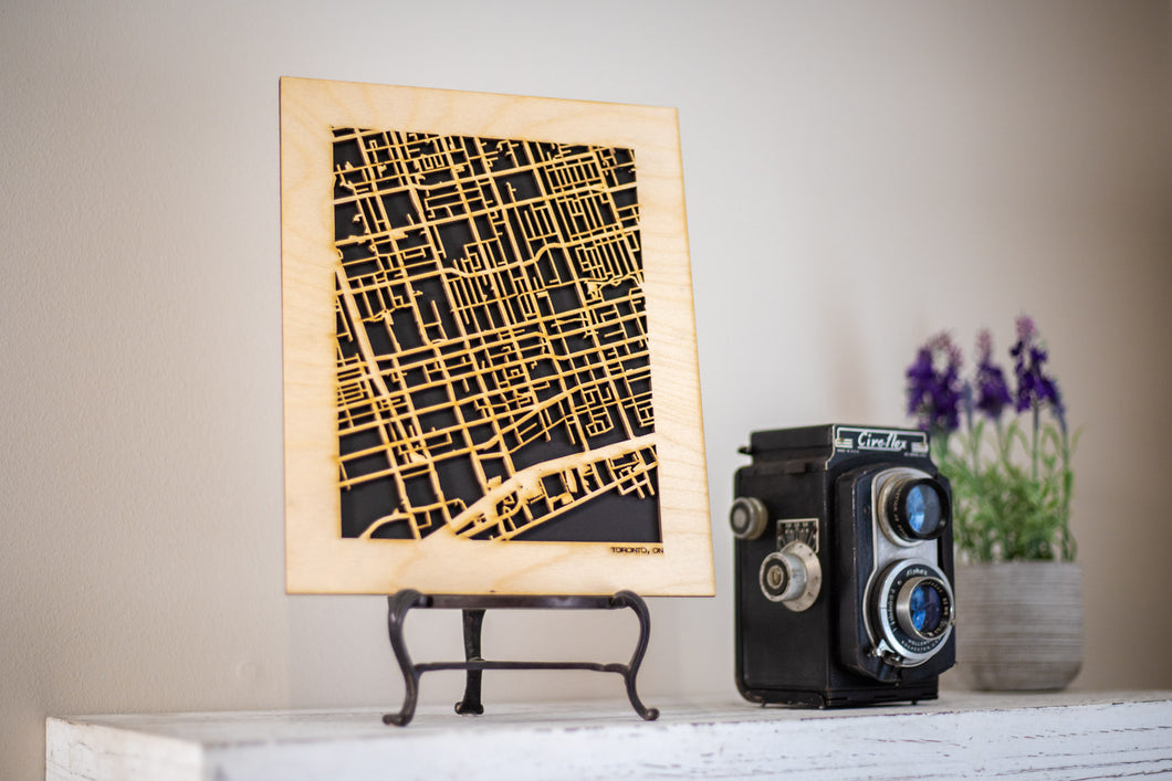 Toronto, Canada City Street Map | Modern Wood Wall Art in a Minimalist design. 3 sizes